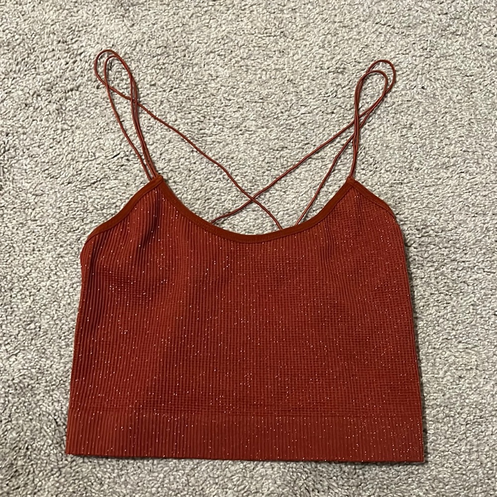 Sparkle burnt orange crop top